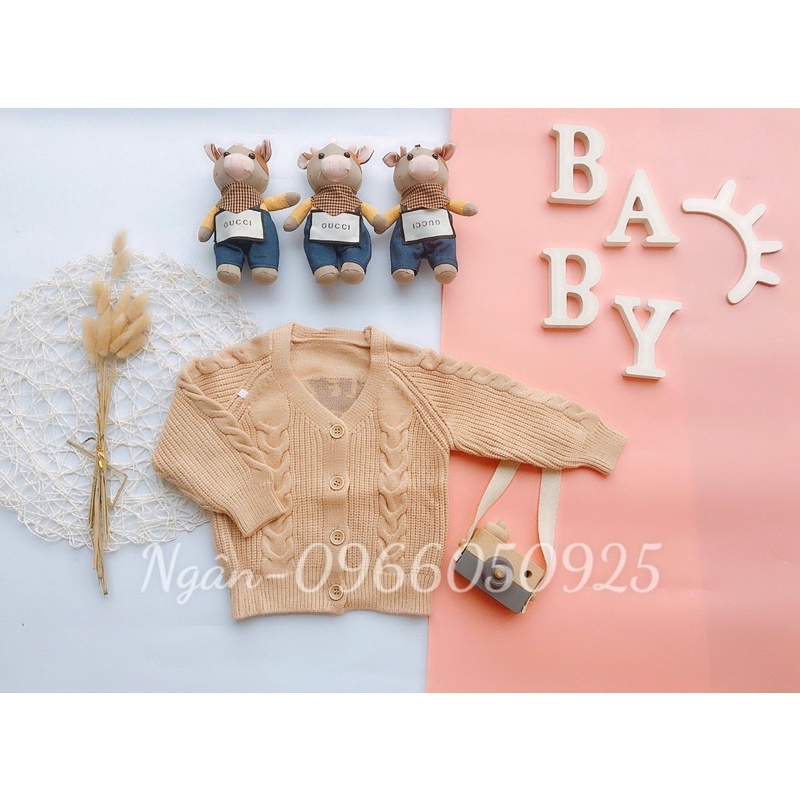 Áo Len Cardigan Đính Kèm Thêm Chú Gấu Cho Bé Trai,Bé Gái từ 10-20kg