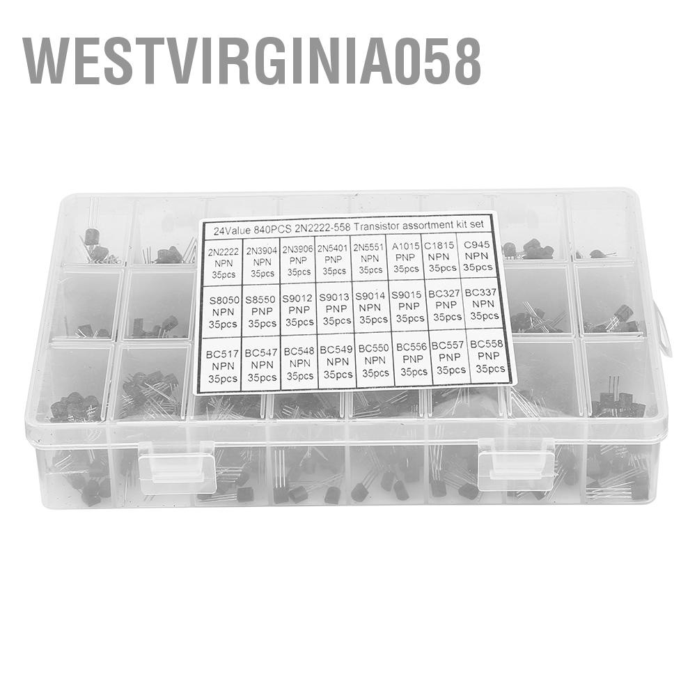 Westvirginia058 Westvirginia058 840pcs NPN PNP TO-92 2N2222A-BC558 Transistor Assortment DIY Kit