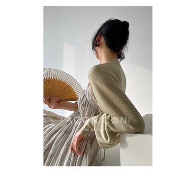 Áo Cardigan Dệt Kim Mỏng Tay Dài Thiết Kế Đơn Giản Dễ Phối Đồ Cho Nữ