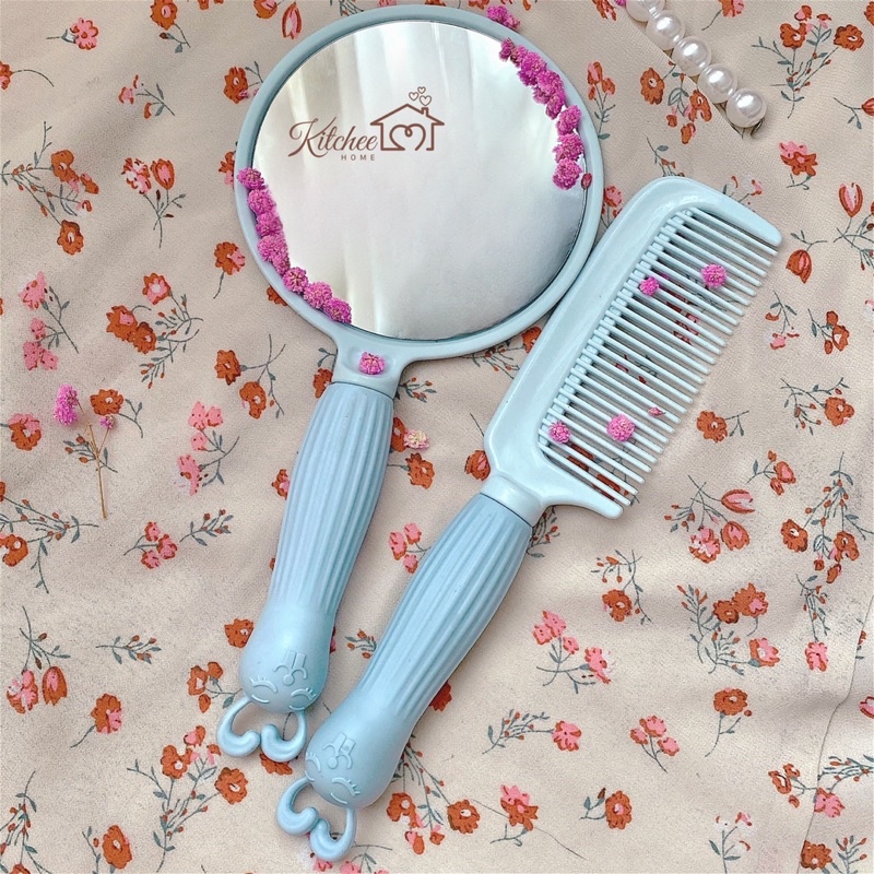 Set Gương Lược Trang Điểm, Gương Lược Cầm Tay Mẫu Mã Đặc Sắc Phù Hợp Để Decor