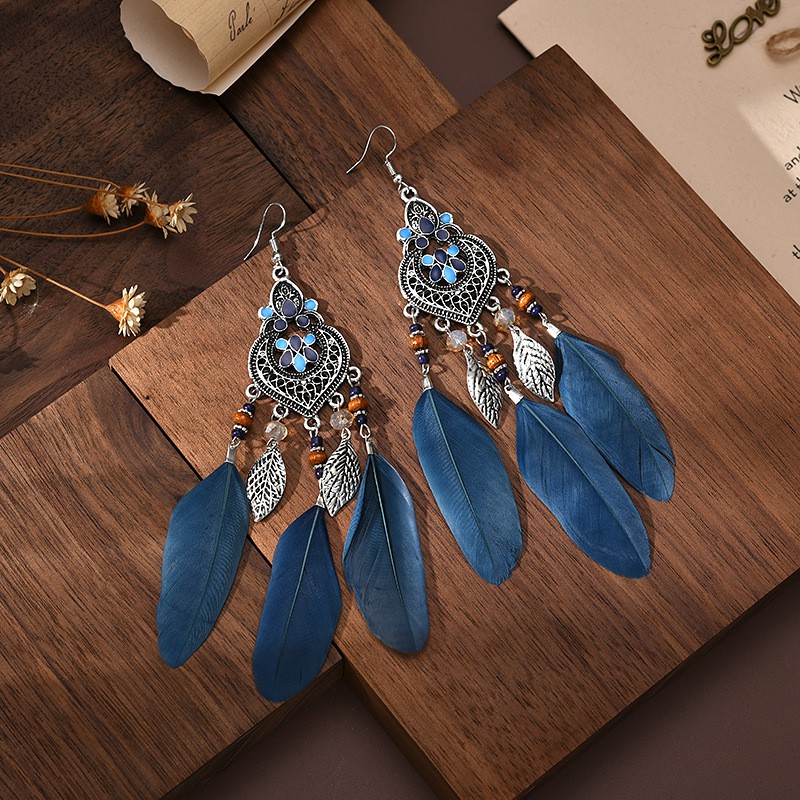[New] Khuyên tai lông vũ phong cách bohemian hottrend đi du lịch hè 2021