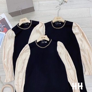 Váy suông pha tay tơ cổ xích