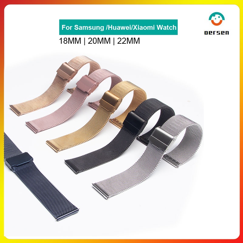 Dây Đeo Kim Loại 18mm 20mm 22mm Cho Đồng Hồ Thông Minh Samsung Galaxy watch 3/46mm/42mm/Acear S3 Huawei watch GT 2 2e Pro