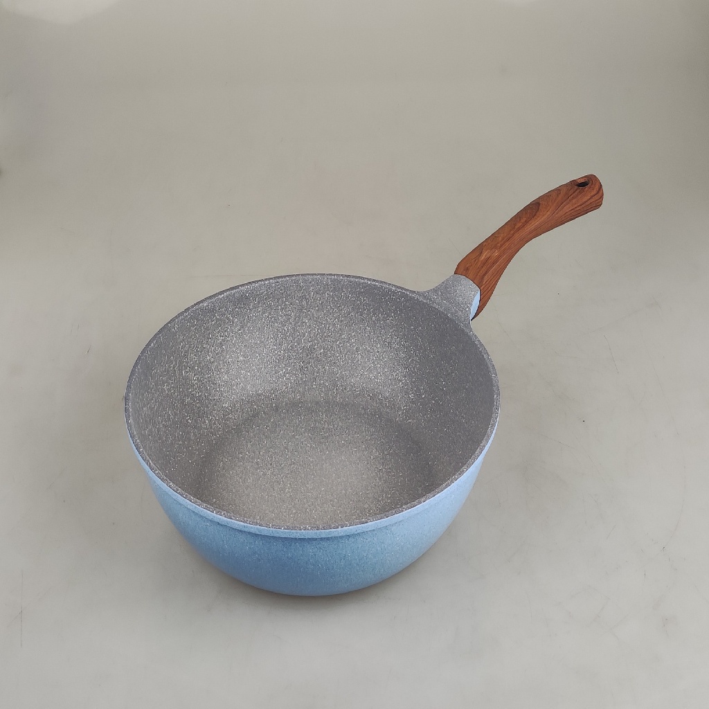 Chảo đúc vân đá đáy từ Greencook GCP09 màu xanh, size 20/22/24/26/28/30cm, không kén bếp