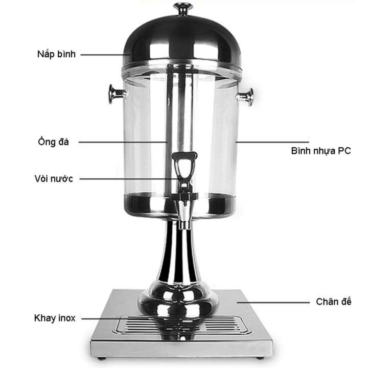 Bình Đựng Nước Ép Trái Cây Inox 8L (Loại Tốt)