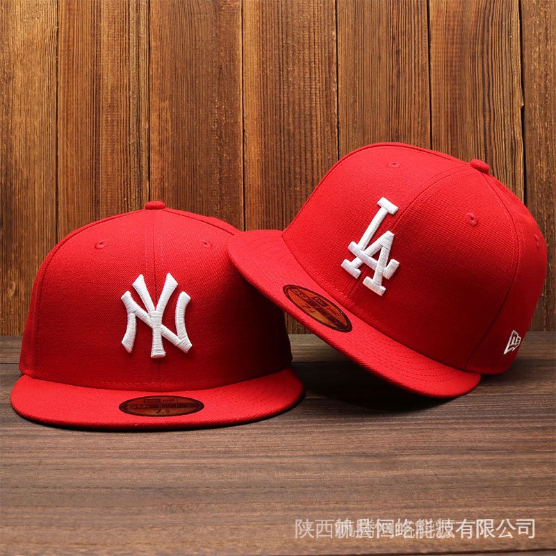 MLB Flat Wing Cap Nam Thương Hiệu Tide Hip-Hop Nữ Đóng Hoàn Toàn 59FIFTY Yankees Mũ Đỏ Ny HXQD (unis