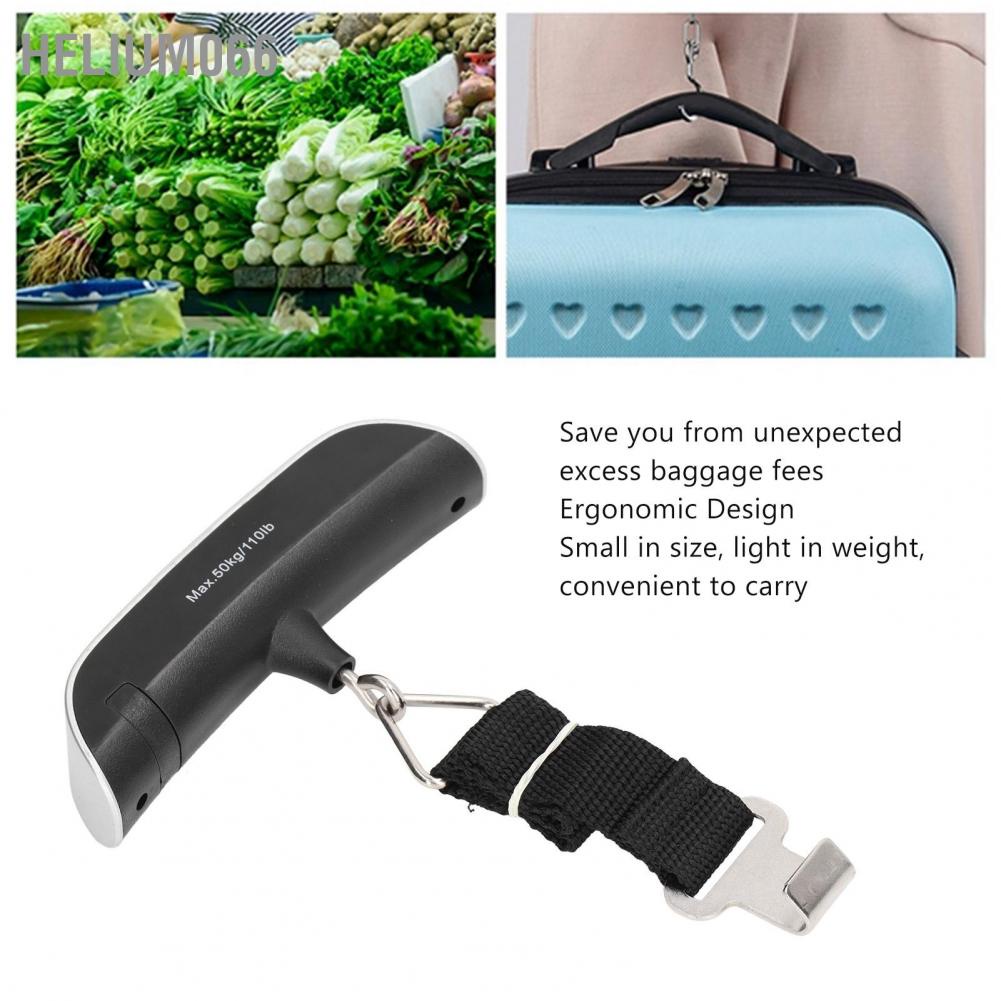 Cân hành lý va li cầm tay dạng đai treo có màn hình LCD kỹ thuật số đèn nền 50kg nhỏ gọn Helium066