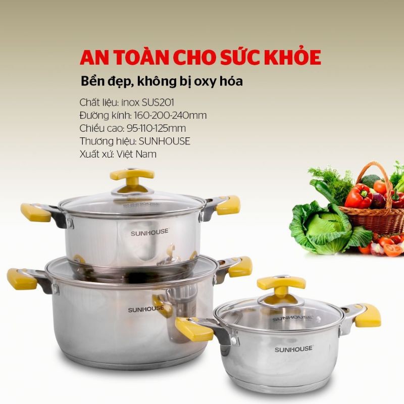 Shop có cung cấp giá sỉ : BỘ NỒI 5 ĐÁY SUNHOUSE 787