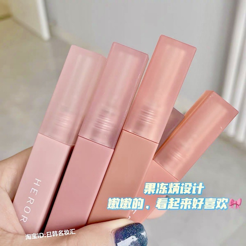 HÀNG MỚI VỀ Son Kem Nhung Lì HERORANGE Vỏ Vuông Mềm Mịn Không Dính Cốc Son Tint CVZ HER ORANGE Nội Địa Trung Set 3 Cây