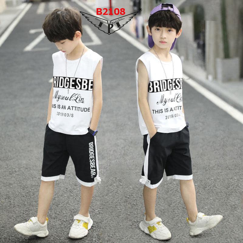 Bộ bé trai thể thao 3 lỗ mùa hè thun cotton xinh mát có 6 màu