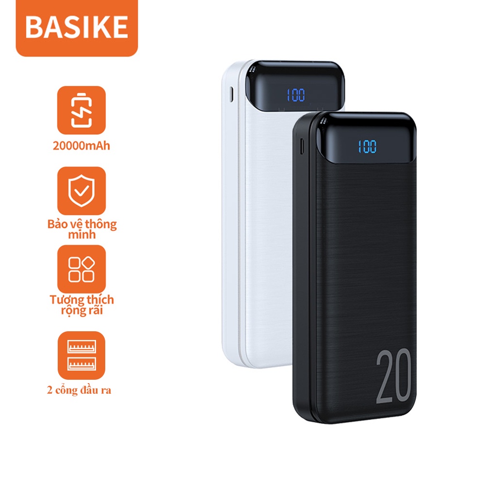 Sạc dự phòng 20000 mah Basike PT25 2 cổng sạc - Hàng chính hãng Bảo hành