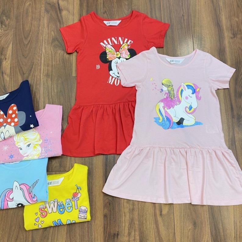 [XẢ KHO] VÁY NGẮN TAY ĐUÔI CÁ IN HÌNH ELSA HOẶC NGỰA PONY CHO BÉ 7-17KG | VIDEO THẬT | SHOP BEECOW