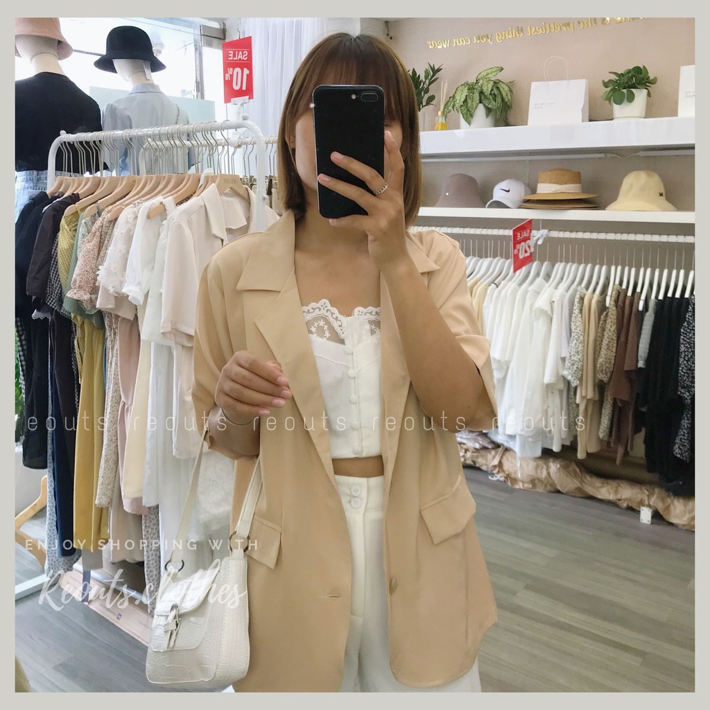 Áo vest nữ tay lỡ Blazer tay lỡ ảnh thật Thời trang nữ Reouts | BigBuy360 - bigbuy360.vn