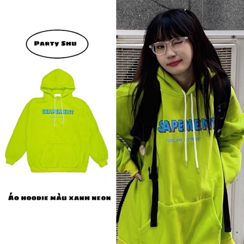 [SẴN] Áo hoodie màu xanh neon, áo nỉ có mũ màu xanh neon