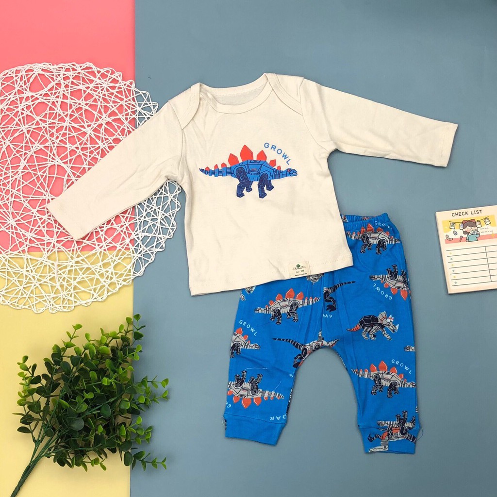 Bộ Sơ Sinh vải mỏng Hàn Quốc Dài Tay LITIBABY cho bé trai, bé gái size 3-36 tháng -H5500