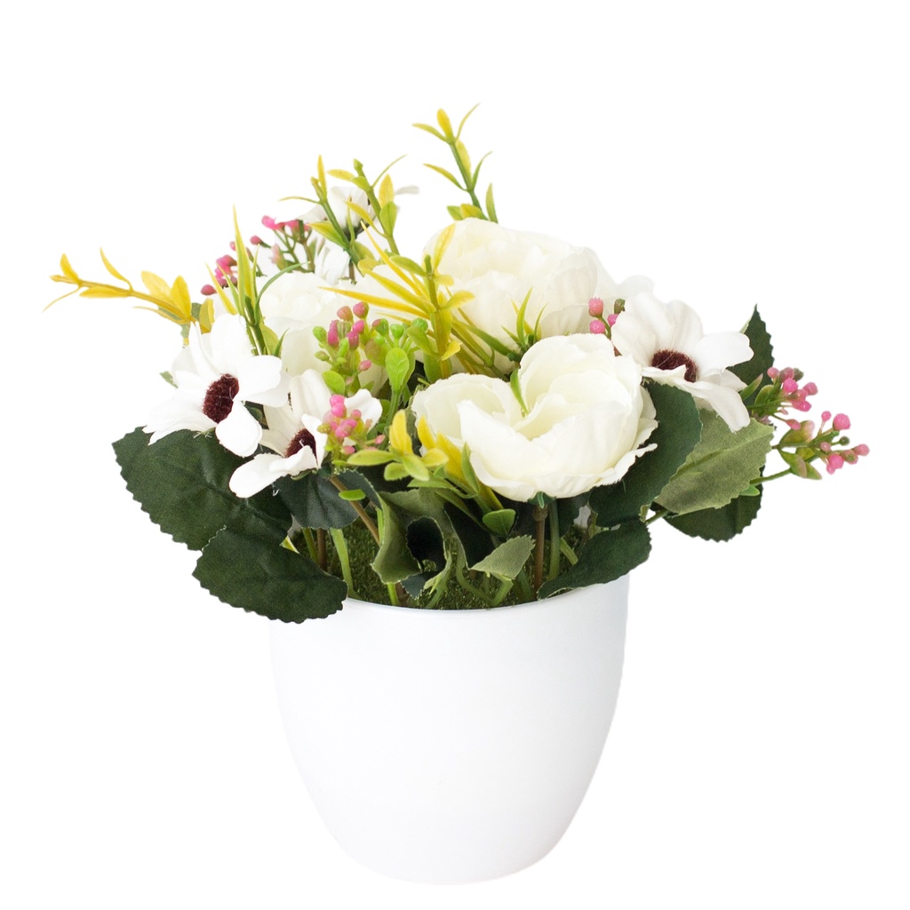 Chậu hoa nhân tạo nhiều màu sắc trang trí nhà ở đẹp mắt