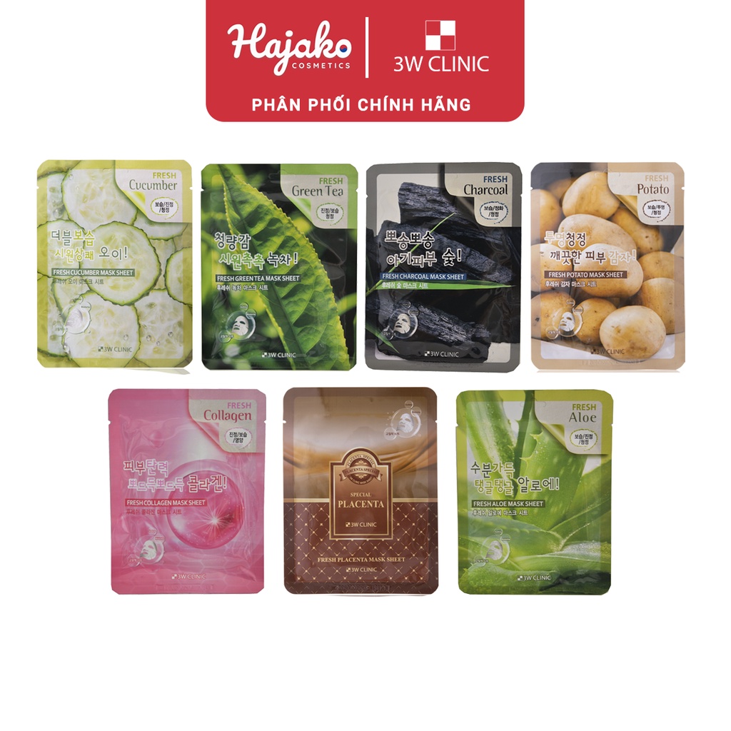 [Hàng Chính Hãng] Mặt Nạ Dưỡng Ẩm Trắng Da Hàn Quốc 3W Clinic Mask Sheet 23ml