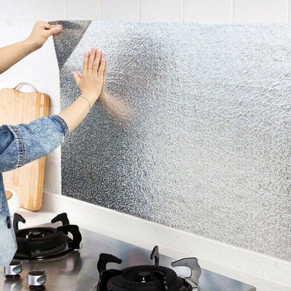 Decal cuộn giấy bạc dán bếp cách nhiệt và chống thấm cực tốt khổ 60cm x 3m hàng cao cấp hàng nhập khẩu