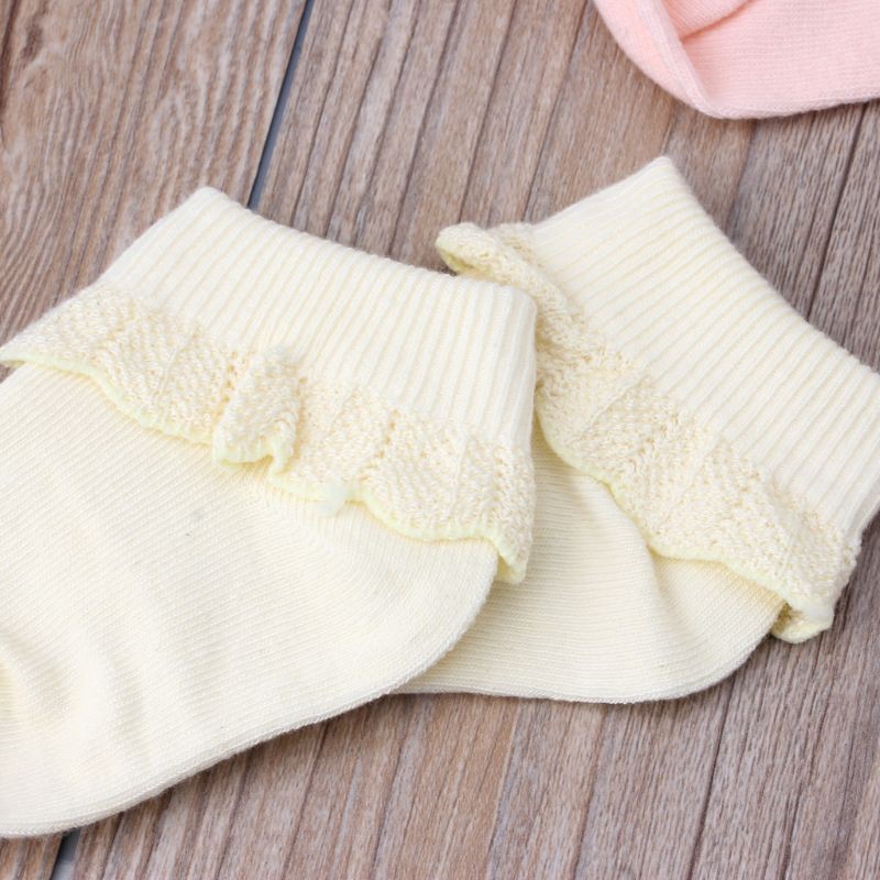 5 Đôi Vớ Cotton Phối Ren Thông Thoáng Cho Bé Gái