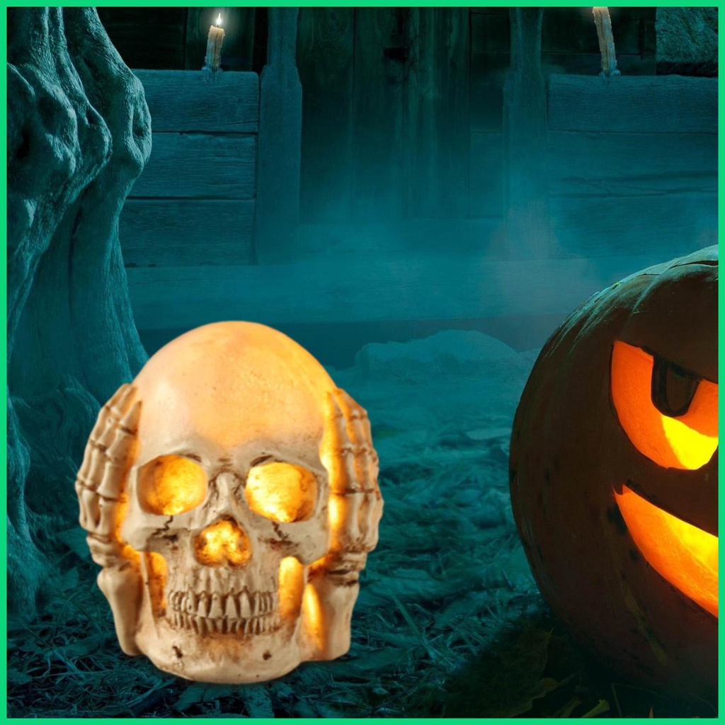 Đèn Ngủ Hình Đầu Lâu Bằng Nhựa Resin Để Bàn Trang Trí Tiệc Halloween