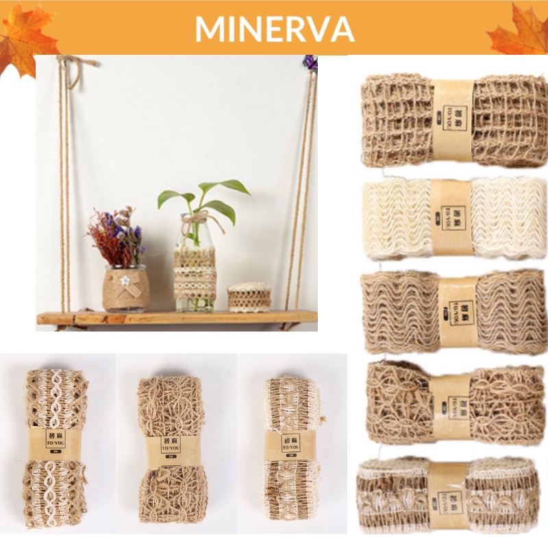 [THỦ CÔNG] Cuộn 2m Ruy băng vải bố đan sợi làm đồ thủ công , trang trí nhà cửa phong cách Vintage nhiều kiểu