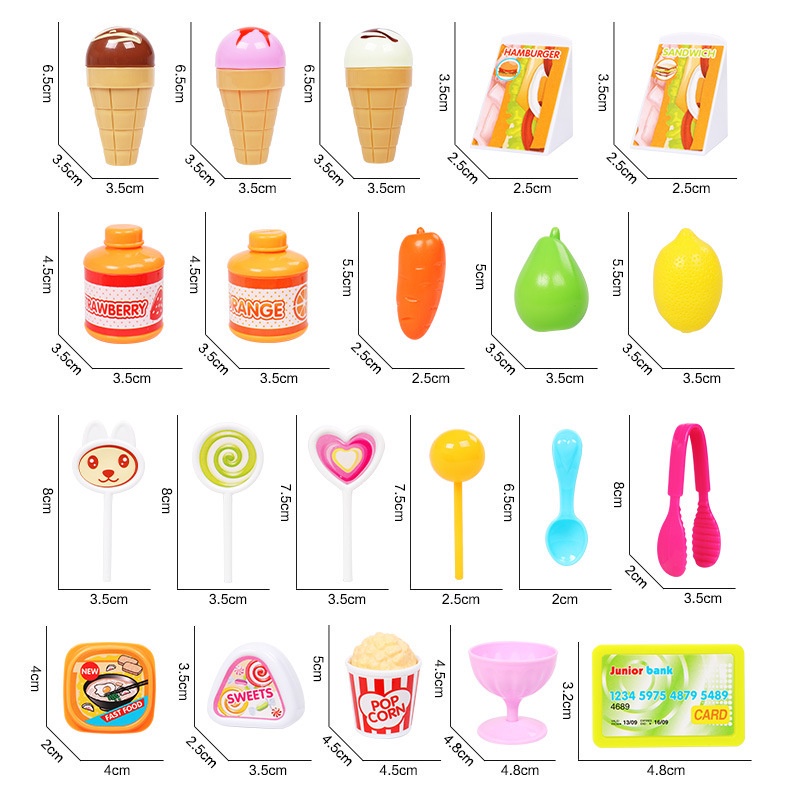 Đồ chơi bán hàng siêu thị kèm xe đẩy 40 chi tiết cho bé-quầy bán kem mini Beosmart