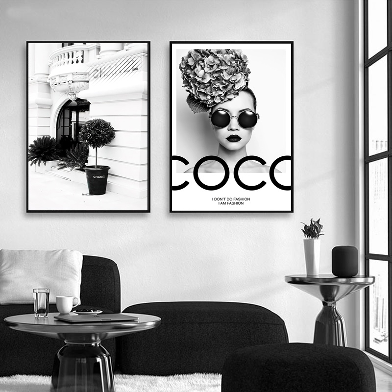 Tranh vải canvas treo tường trang trí gam màu trắng đen nghệ thuật