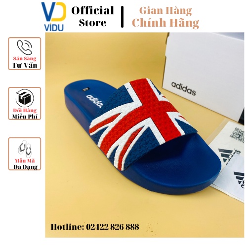 Dép nam thời trang ADIDAS ViDu 21133 màu xanh hình lá cờ Anh chống trơn trượt, độc đáo