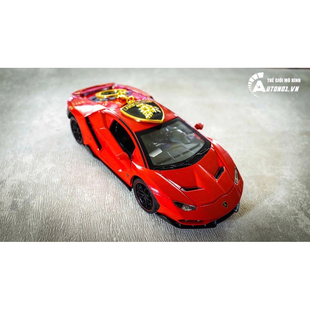 COMBO XE MÔ HÌNH LAMBORGHINI CENTENARIO RED 1:24 VÀ MÓC KHÓA LAMBORGHINI CB066