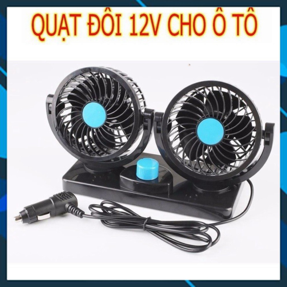 Quạt máy đôi mini 12v xoay 360 tiện ích trên ô tô.huongvi