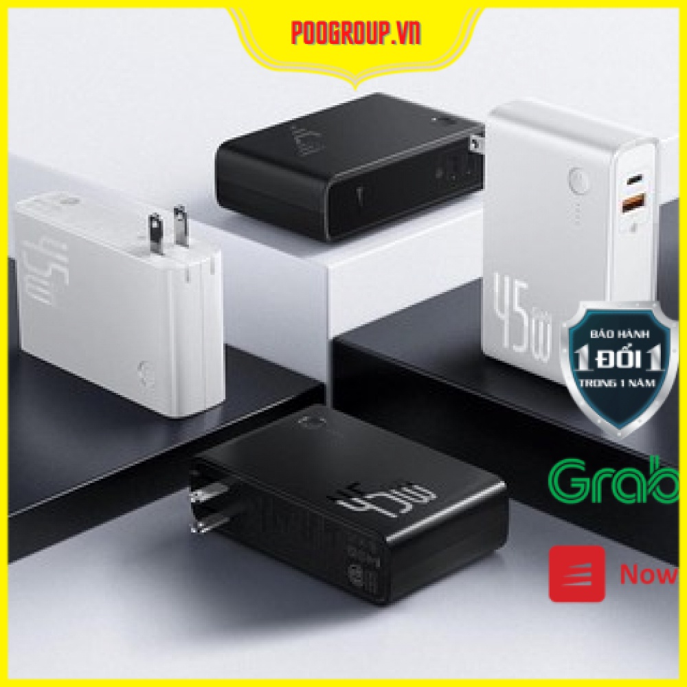 Cốc sạc nhanh kiêm pin sạc dự phòng Baseus Gan 45W  - 2 in 1 PD/QC3.0 (10000mAh , Type C/USB Quick Charge) poogroup