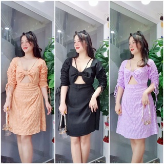 Đầm xốp cut-out nơ ngực 60kg - 90kg