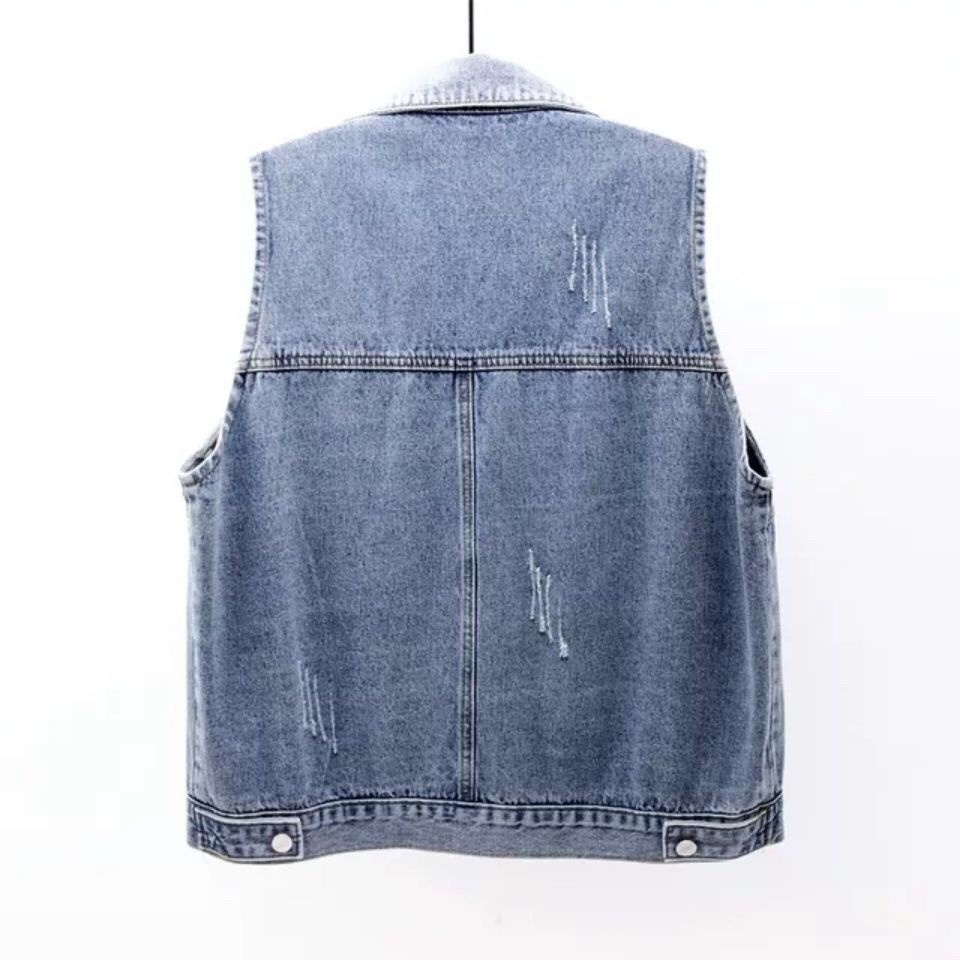 Denim vest Women's short style 2022 Spring and Summer New simple large pocket sleeveless vest all-purpose cardigan