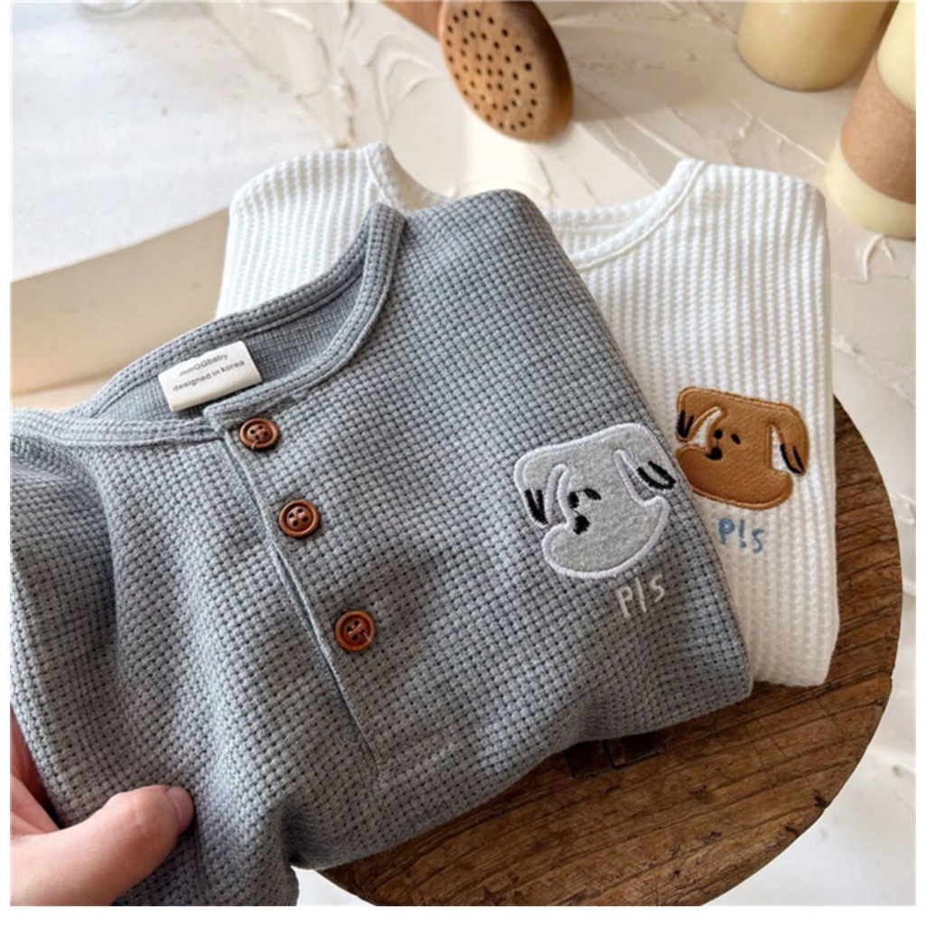 Áo Thun Sweater Cổ Tròn Tay Dài Thêu Hình Waffle Thời Trang Mùa Xuân 2022 Mới Cho Bé Trai