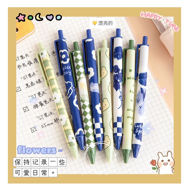 Bút bi bấm vỏ xinh xắn, bút đen ngòi 0,5mm | Aimee