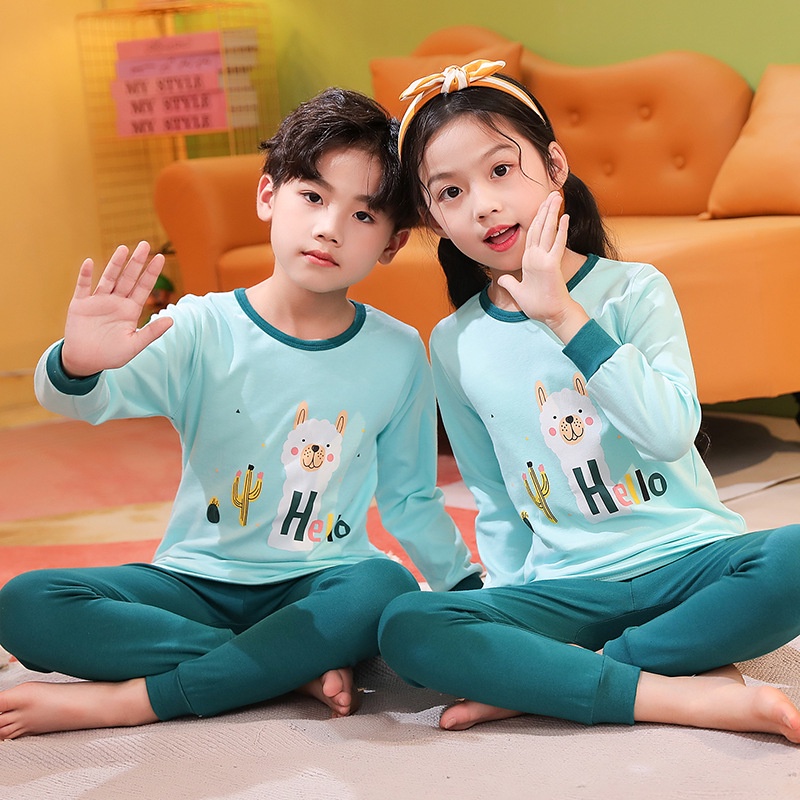 Bộ Đồ Ngủ Cotton Tay Dài In Hoạt Hình Dành Cho Trẻ Em 90-160cm