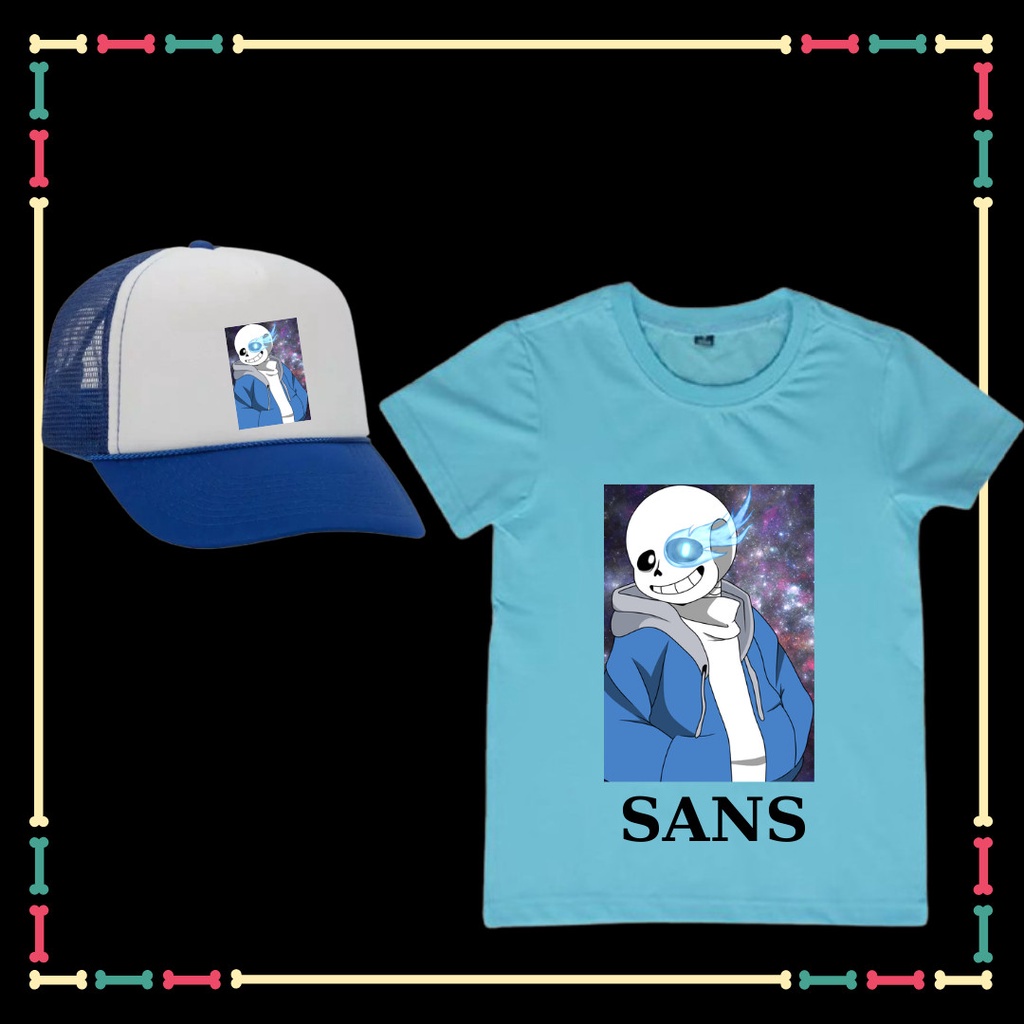 COMBO ÁO + NÓN IN HÌNH SANS- BIỆT ĐỘI GANGSTER CHO BÉ TRAI, BÉ GÁI