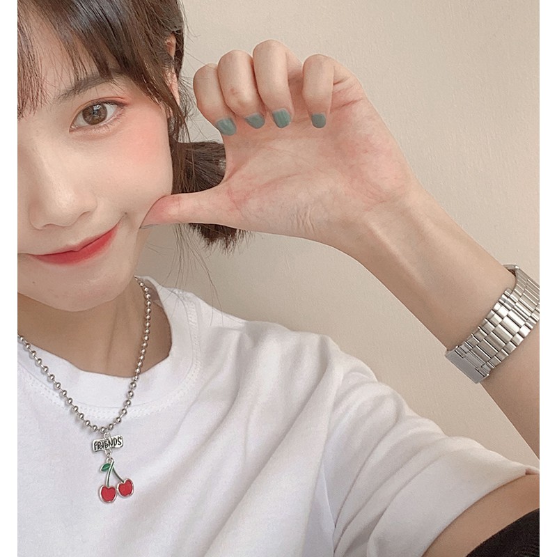 Vòng cổ Nữ Quả anh đào đáng yêu Ngọt Đẹp Màu bạc Phụ kiện Làm bằng tay Cá tính mạnh VC-053