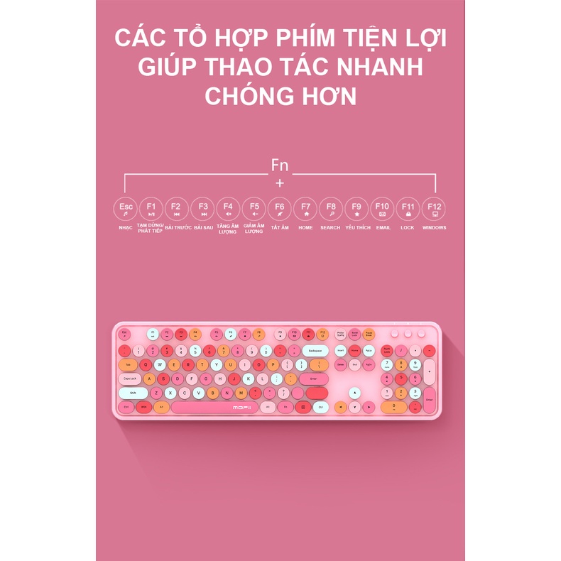 Bộ bàn phím và chuột không dây MOFII SWEET đa dạng màu sắc thiết kế nút tròn hiện đại - NK