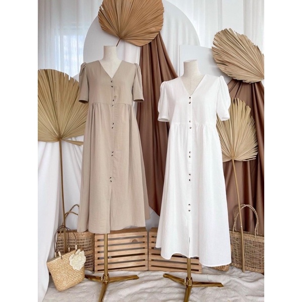 Đầm lụa & linen màu trắng cực xinh