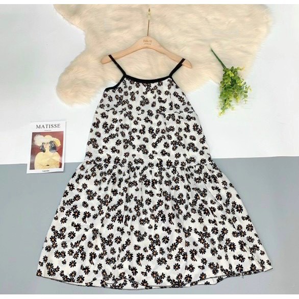 váy lanh bầu 2 dây siêu nhẹ , siêu mát Free size 40~65kg