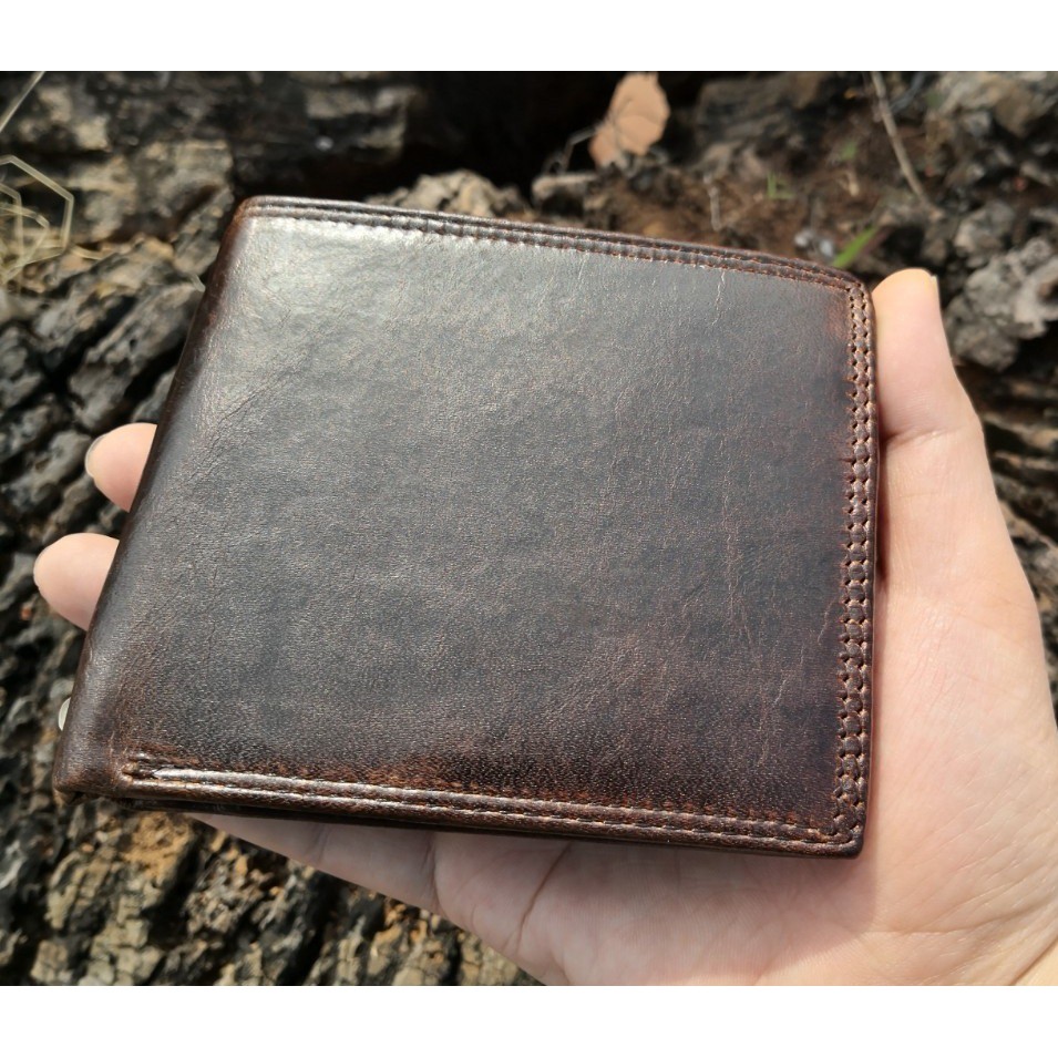 Ví ngang da bò thật - dòng bền bỉ chuẩn mực khuyên dùng VTC16 - Nâu đất