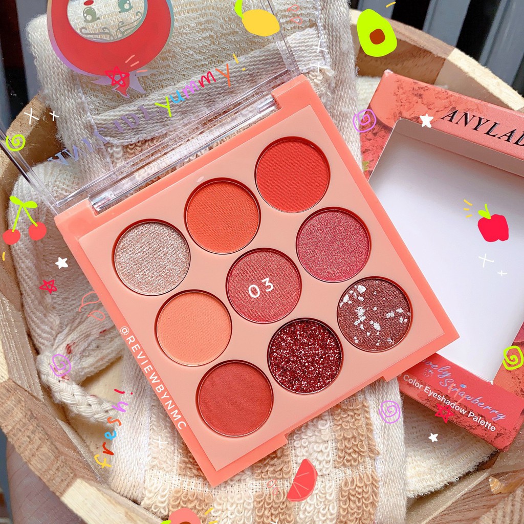 Bảng phấn mắt 9 ô tròn Any Lady Lovely Strawberry siêu xinh