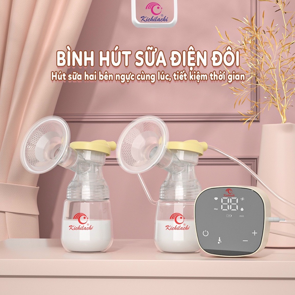 Máy Hút Sữa Đôi KICHI Điện Đôi Plus Mới, Hút Êm, Không Đau, Giảm Tiếng Ồn.Công Nghệ Nhật Bản