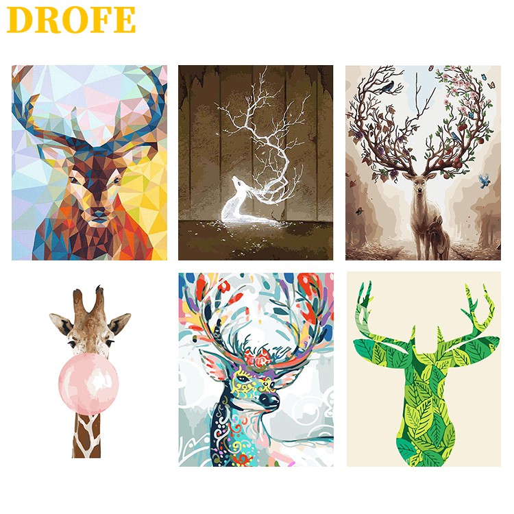 Tranh sơn dầu số hóa DROFE hình phong cảnh nhiều mẫu mã 40x50cm