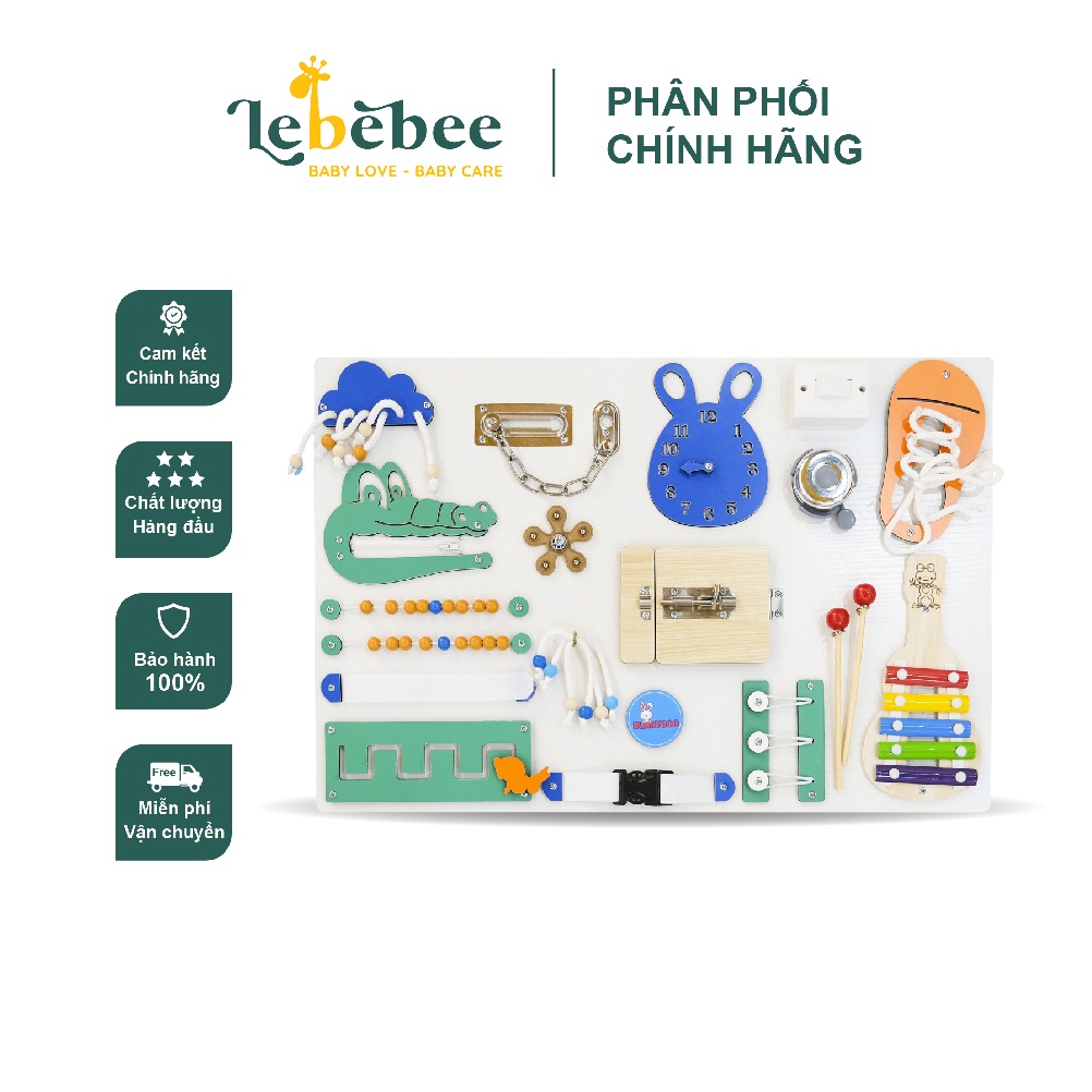Đồ chơi kích thích phát triển kỹ năng Busy board chữ nhật, đồng hồ thỏ size lớn (39*59cm)
