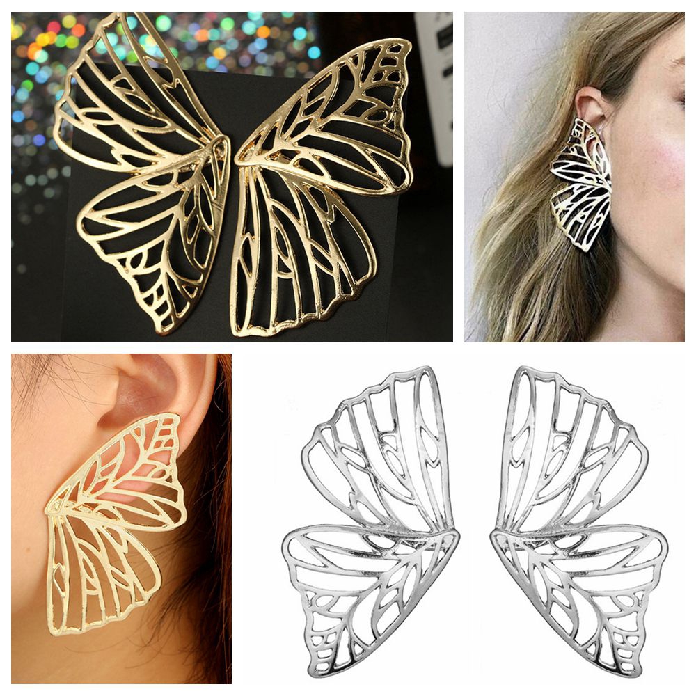 Khuyên tai kim loại phối mặt hình bướm phong cách Boho