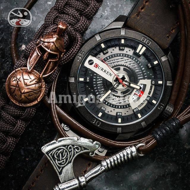 Đồng hồ thời trang nam Curren Warrior dây da cao cấp, phong các lịch lãm,phong trần