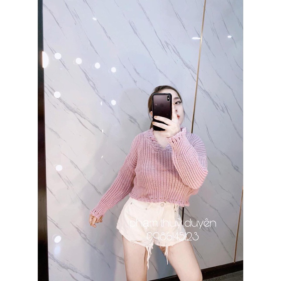 Áo len móc tua rua mã 462_Xưởng May Quang Anh