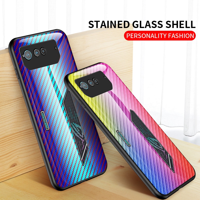 Dành Cho Asus ROG Điện Thoại 6 5 Pro 2 3 Strix Ốp Lưng Sợi Mỏng Kính Cường Lực Vỏ Cứng Chống Sốc Thời Trang Ốp Lưng